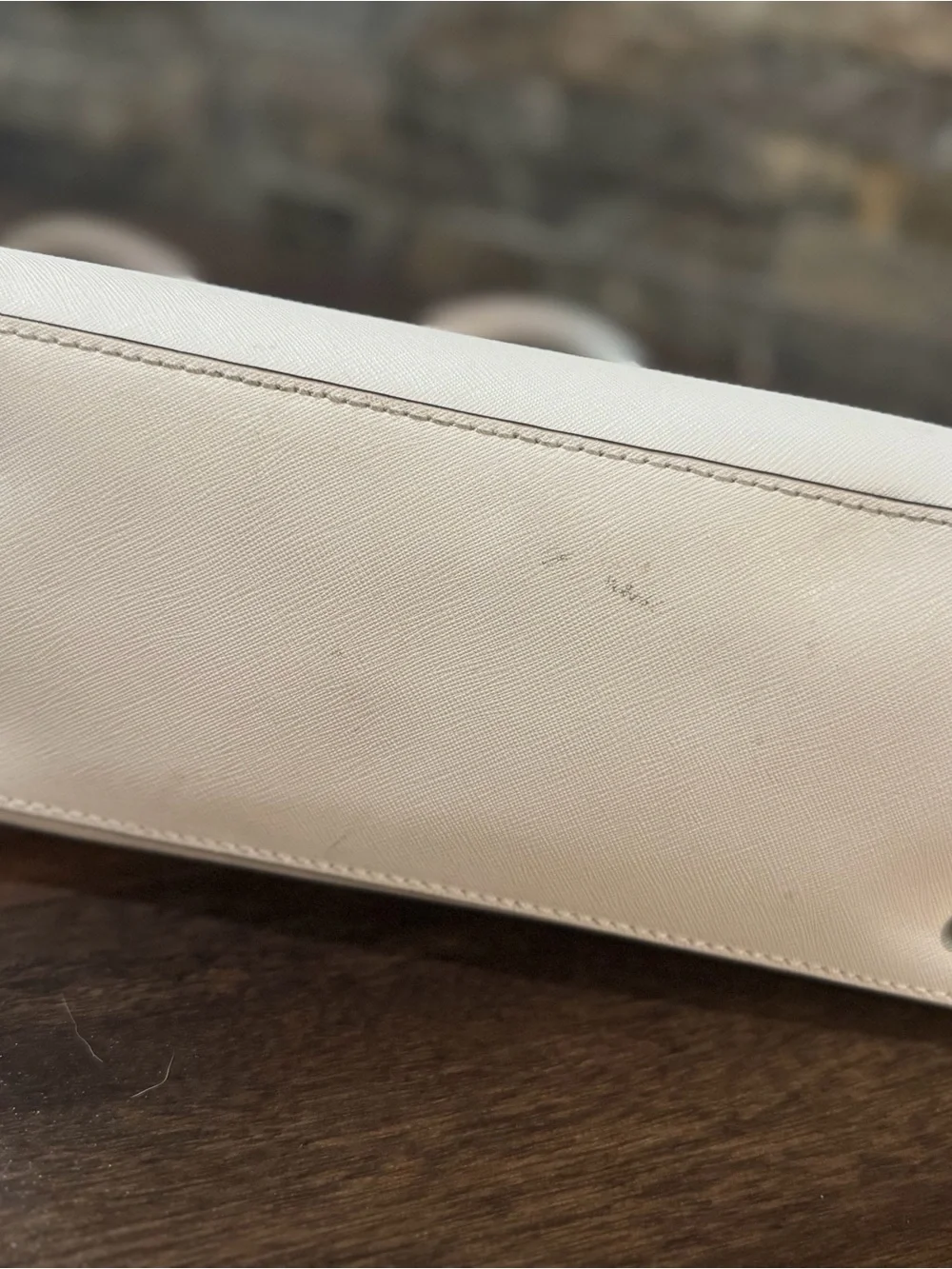 kate spade White Leather Satchel with Gold-Tone Hardware